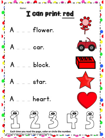 Print the sight word red